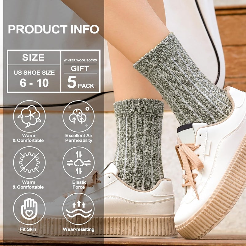 Pleneal Wool Socks for Women - Womens Wool Socks Winter Warm Cozy Knit Sock for Women Men - Image 4